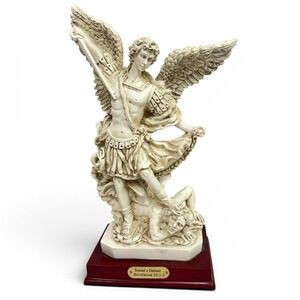 Vintage St Michael Archangel Statue Satan's Defeat Revelation 20:1-3 Large 13"